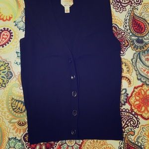 Talbots Vest Blue Wool Button Up